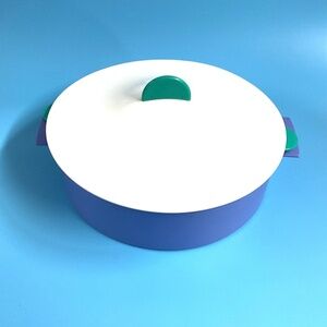 Tupperware 3pc 9" Microwave Steamer with Lid #3592A-3 Red & White